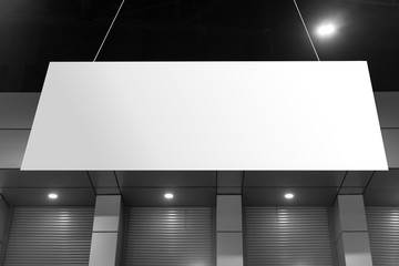 Mock up. Indoor advertising in the fair or event, Promotion board hanging with empty white mock up...
