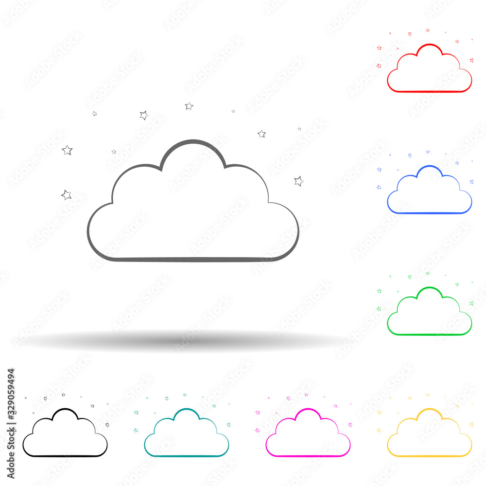 Poster night cloud sign multi color style icon. simple thin line, outline vector of weather icons for ui an