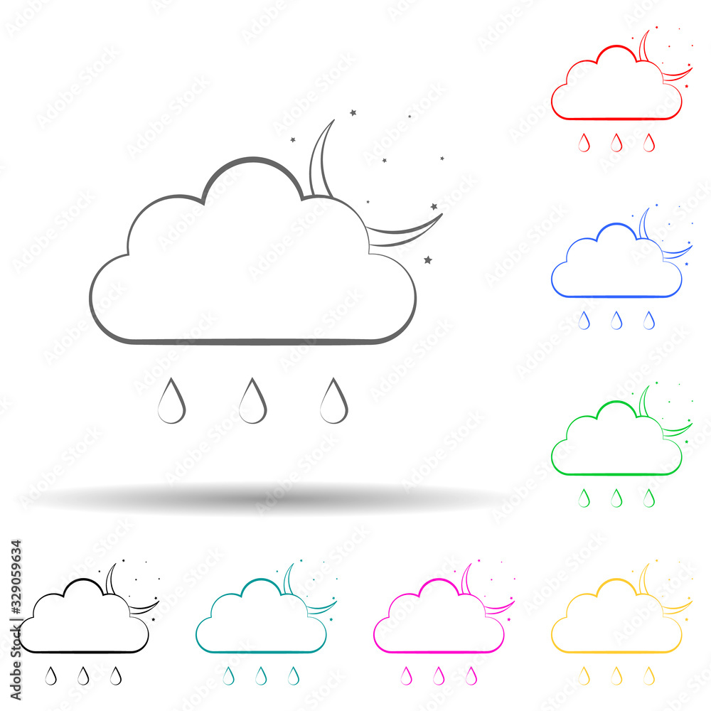 Aufkleber the sign of the night rain multi color style icon. simple thin line, outline vector of weather icons