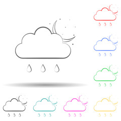 the sign of the night rain multi color style icon. Simple thin line, outline vector of weather icons for ui and ux, website or mobile application
