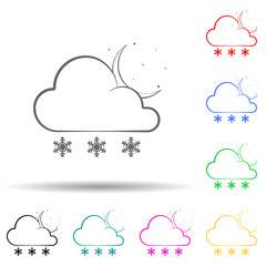 a sign of a nighttime snow multi color style icon. Simple thin line, outline vector of weather icons for ui and ux, website or mobile application