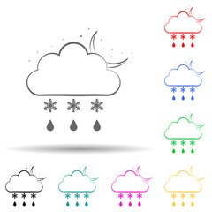 sign of night rain and snow multi color style icon. Simple thin line, outline vector of weather icons for ui and ux, website or mobile application