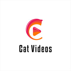 cat and video logo design, logo design inspiration