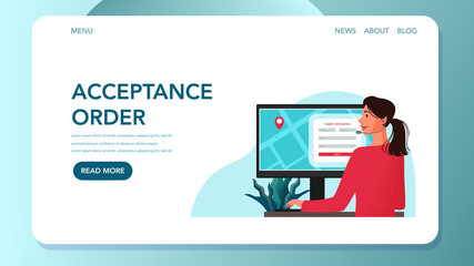 Food delivery web banner. Online order and delivery concept.