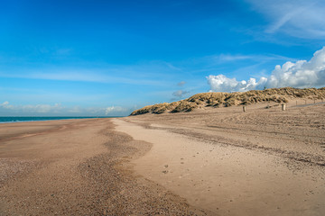 Dutch North Sea beach at the village of Ouddorp in the winter season