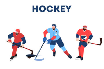 Isolated vector illustration of hockey team athlete. Hockey player