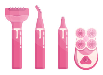 Hair removal devices and supplies for women set. Beauty trimmer,