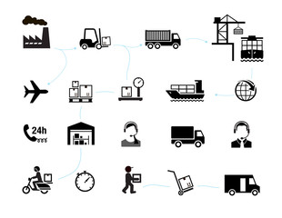 Set of global delivery icons. Vector elements. Can use for your design, interface, website, infographic and etc. Prepared for use in any size on different devices. EPS10.