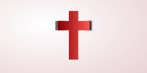Obraz premium Cristian paper cross icon over white background, vector illustration