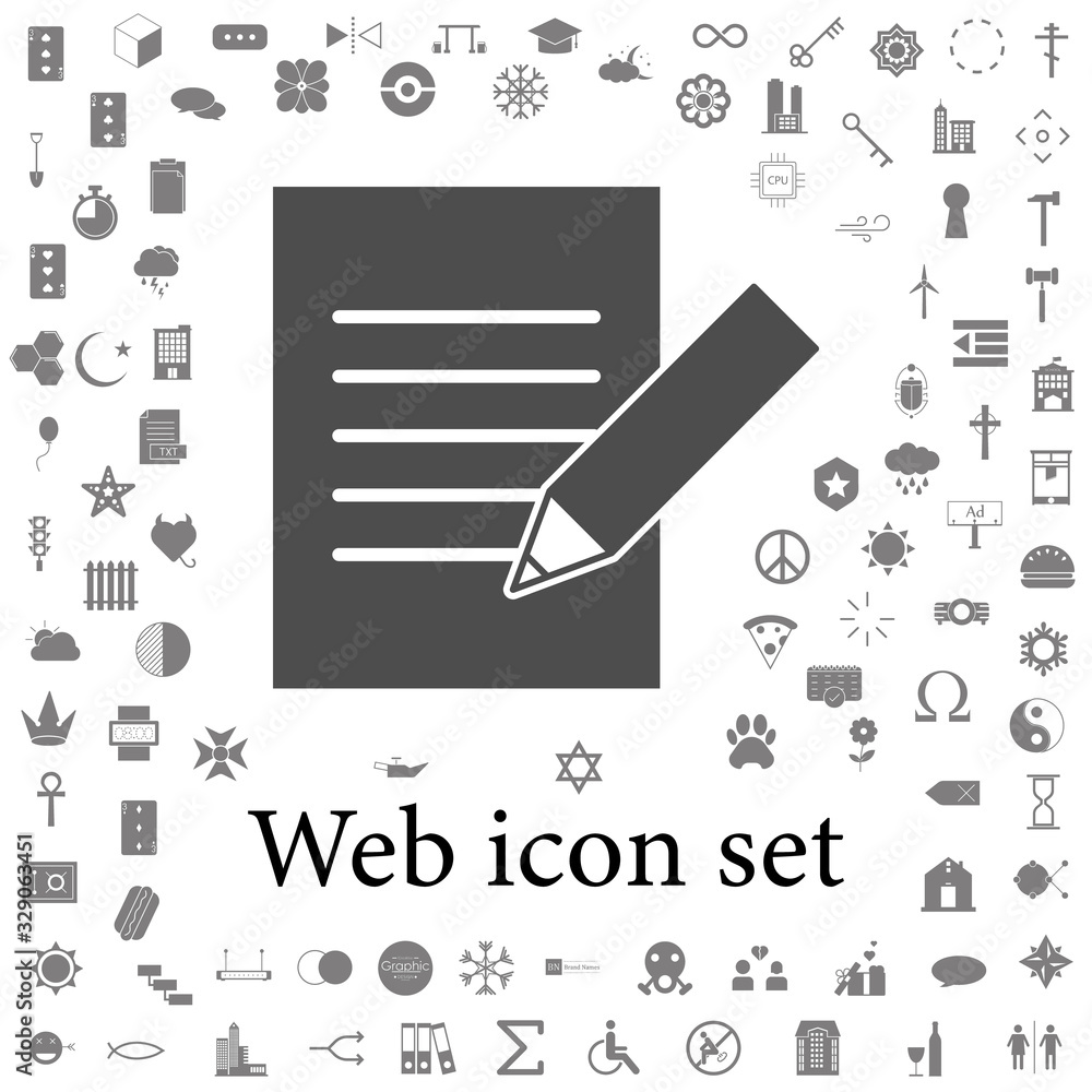 Poster writing on paper with a pencil icon. web icons universal set for web and mobile