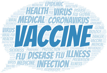 Vaccine word cloud on white background.