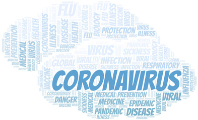 Obraz premium Coronavirus word cloud on white background.