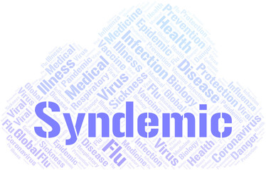 Obraz premium Syndemic word cloud on white background.