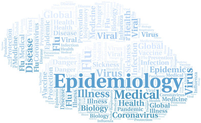 Obraz premium Epidemiology word cloud on white background.