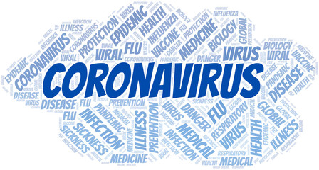 Fototapeta premium Coronavirus word cloud on white background.