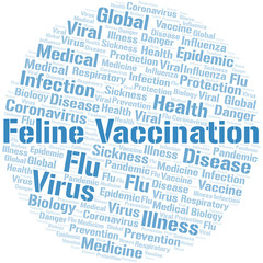 Feline vaccination word cloud on white background.