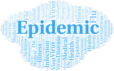 Obraz premium Epidemic word cloud on white background.