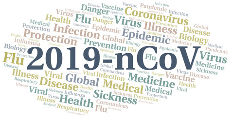 2019-nCoV word cloud on white background.