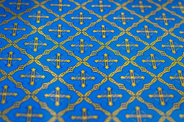 Woven cloth with checkered pattern close-up