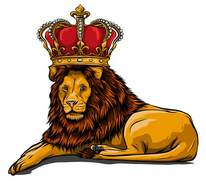 King Lion Crown Looking Side Retro Illustration Of An King Lion With Crown Looking To The Side Set On Isolated White Canstock