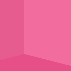 Empty corner of the room with pink walls and floor, different shades of walls and floor, vector illustration