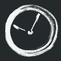 A clock painted by white chalks against chalkboard. Time.  - 329067075