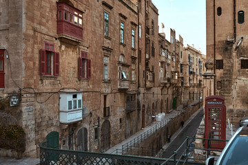Red telephone box and street, Malta
