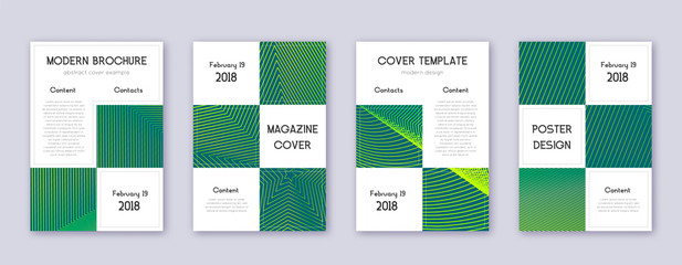 Business brochure design template set. Green abstr