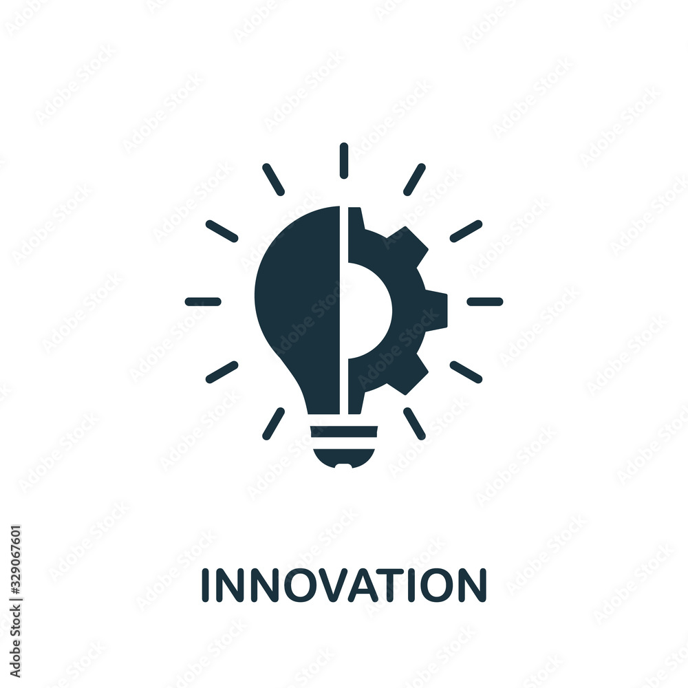 Poster innovation icon. simple element from digital disruption collection. filled innovation icon for templ