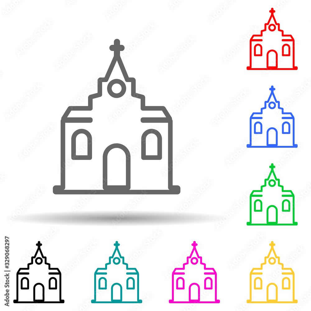 Poster letter p multi color style icon. simple thin line, outline vector of web icons for ui and ux, websit