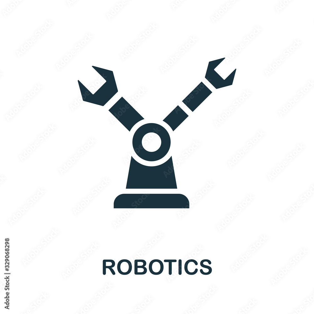 Poster robotics icon. simple element from digital disruption collection. filled robotics icon for templates