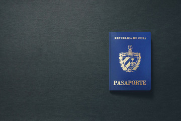 Cuba Passport on dark background with copy space - 3D Illustration