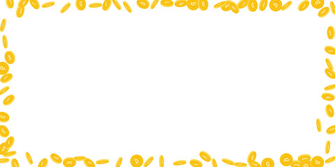 Bitcoin, internet currency coins falling. Scattere