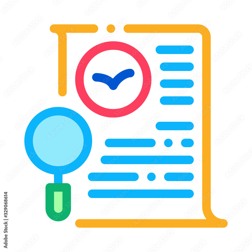 Poster bird document list research icon thin line vector. document paper page and magnifier equipment, loup
