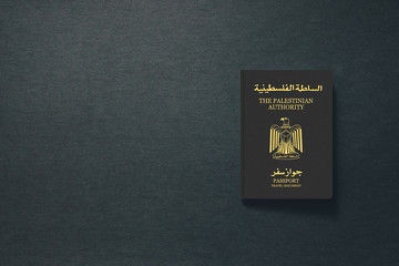 Palestine Passport on dark background with copy space - 3D Illustration