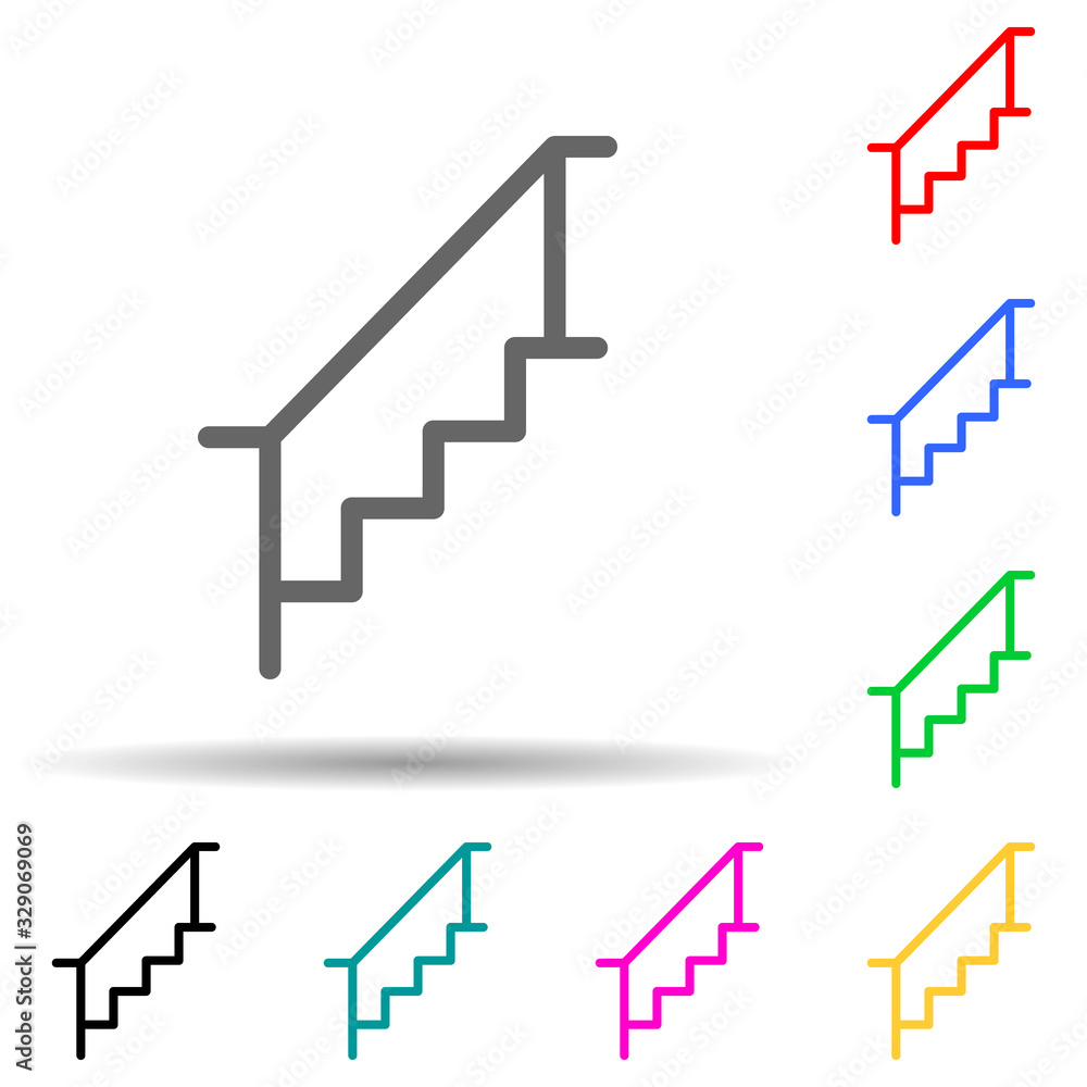 Poster stairs multi color style icon. simple thin line, outline vector of web icons for ui and ux, website 
