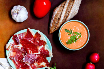 Iberic ham with gazpacho-spanish tapas