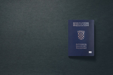 Croatia Passport on dark background with copy space - 3D Illustration