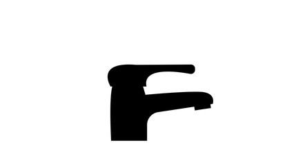 Water tap with falling drop. Isolated on white background