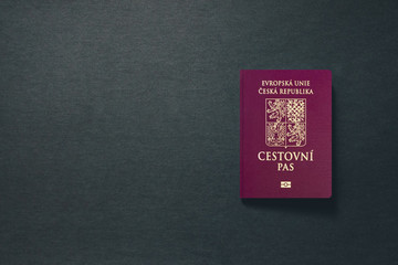 Czech Republic Passport on dark background with copy space - 3D Illustration
