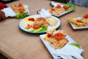 nasi goreng. indonesia fried rice well served on the table