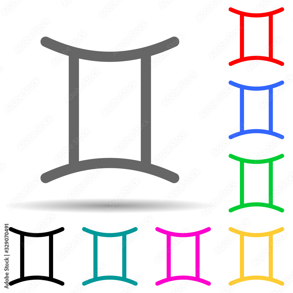 Poster zodiac twins of mercury multi color style icon. simple thin line, outline vector of web icons for ui