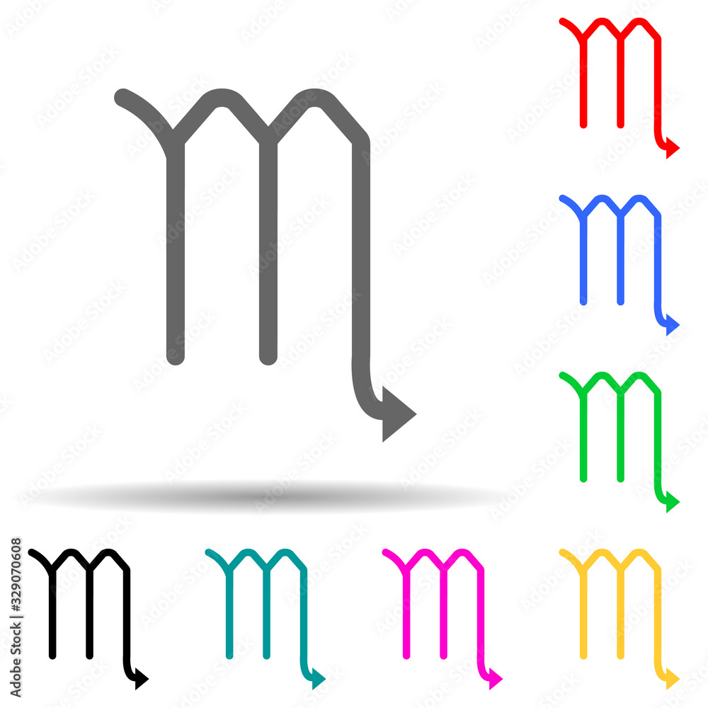 Poster zodiac scorpion mars multi color style icon. simple thin line, outline vector of web icons for ui an