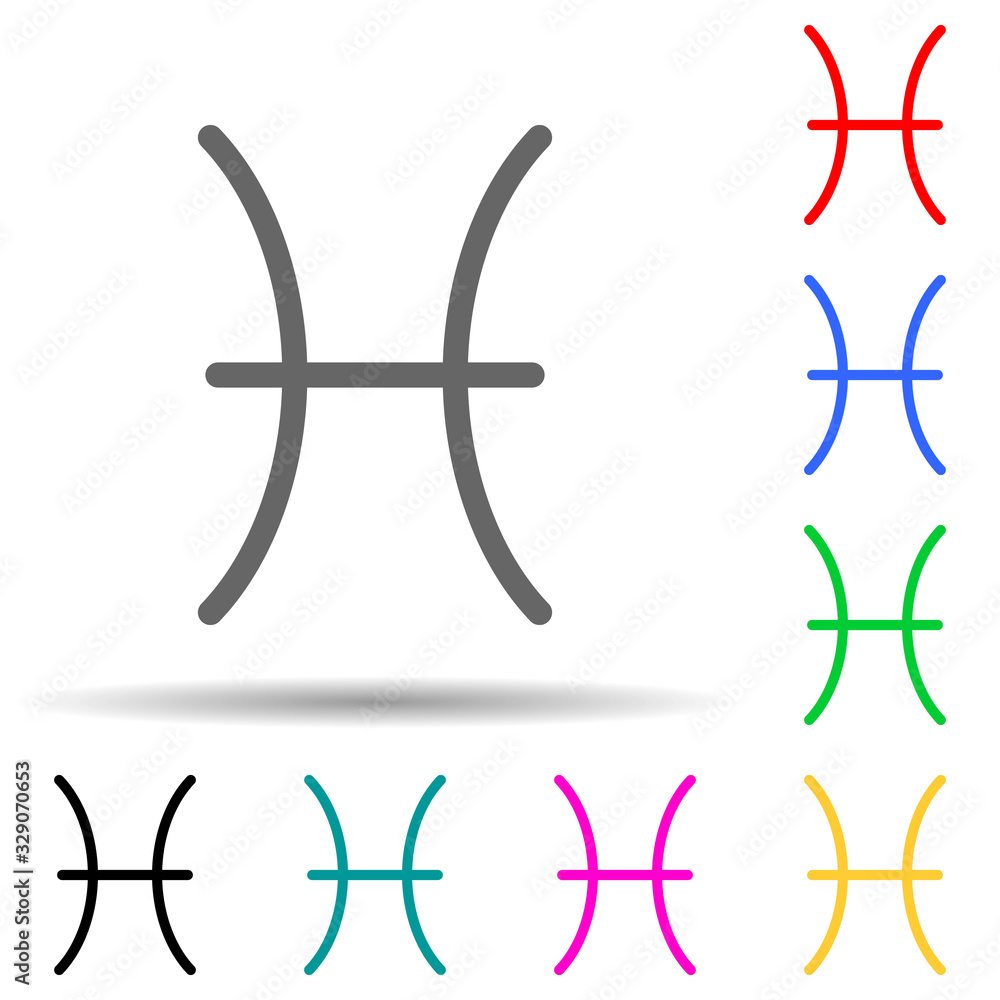 Poster zodiac fish jupiter multi color style icon. simple thin line, outline vector of web icons for ui and
