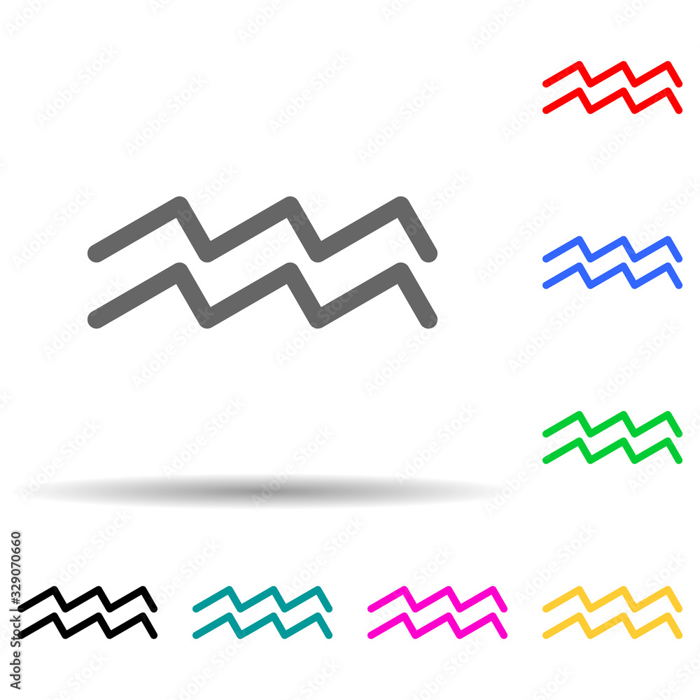 Poster zodiac aquarius saturn multi color style icon. simple thin line, outline vector of web icons for ui 