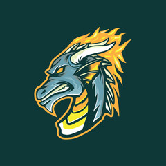 DRAGON HEAD MASCOT LOGO ILLUSTRATION