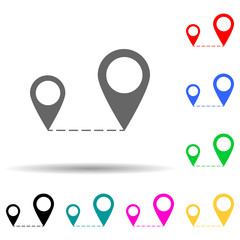distance between pins multi color style icon. Simple thin line, outline vector of web icons for ui and ux, website or mobile application