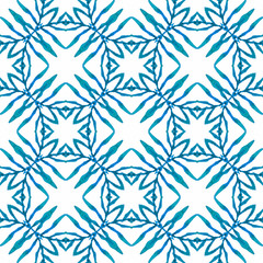 Hand drawn tropical seamless border.  Blue lovely 