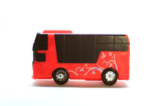 photo of a miniature bus as a tool to introduce mass transportation to children at school