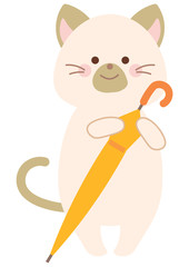 傘を持つネコのイラスト